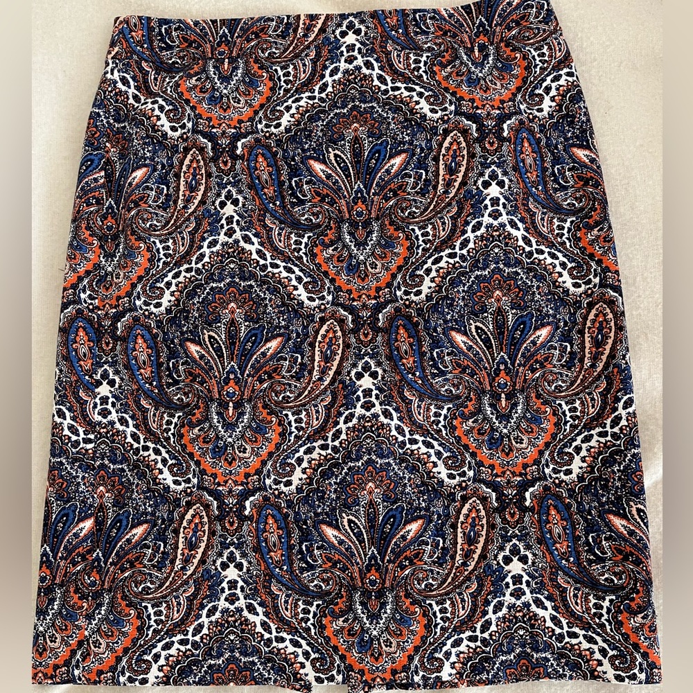 Beautiful blue and orange J. Crew pattern skirt